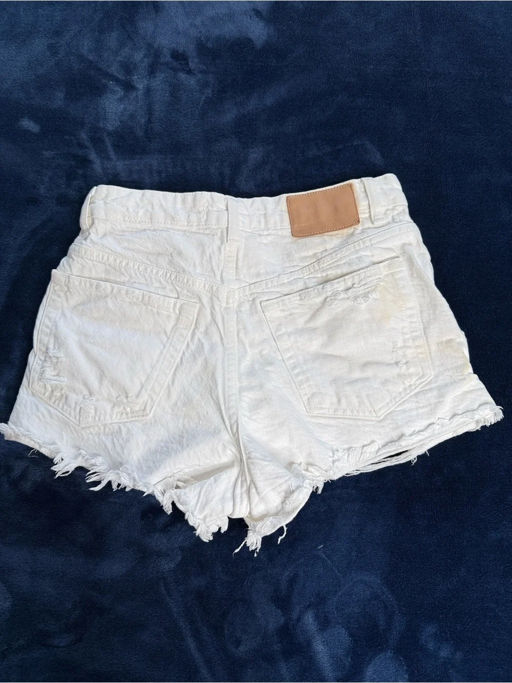 Zara White Distressed High Waisted Denim Cut Offs